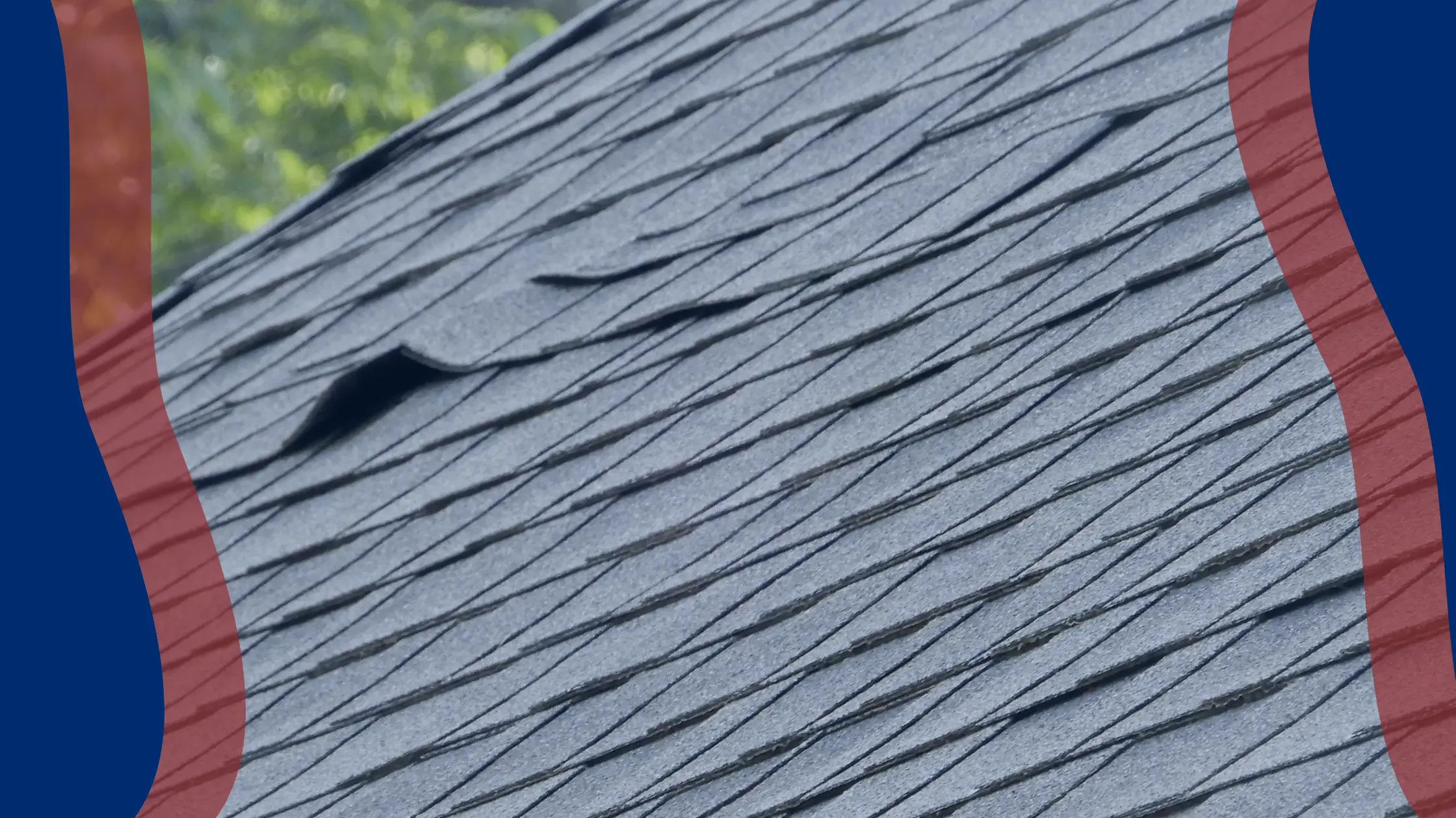 Shingle damage on roof from storms in kansas. 